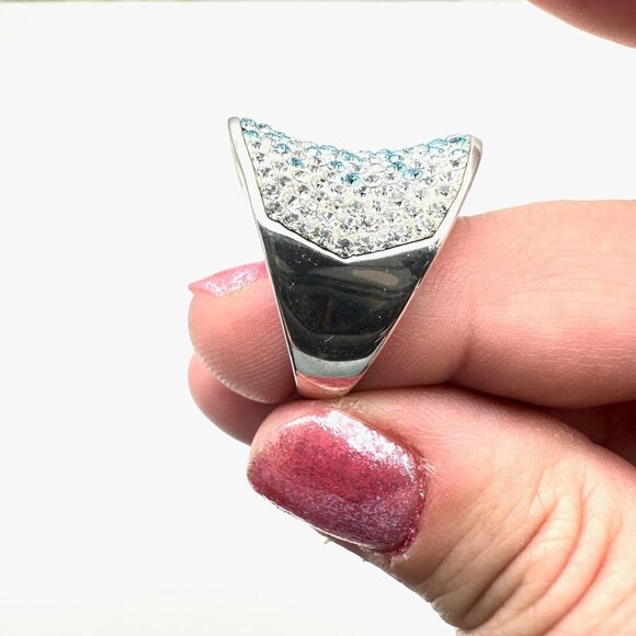 QVC Womens Ring Ombre Blue Crystal Sterling Silver Size 10 - Picture 3 of 6